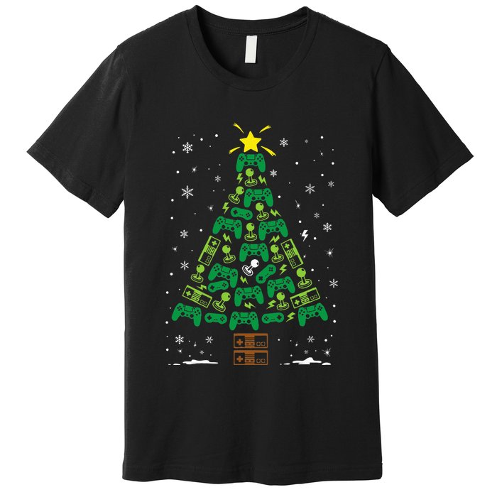 Gamer Nerd Video Game Lover Family Matching Christmas Tree Premium T-Shirt