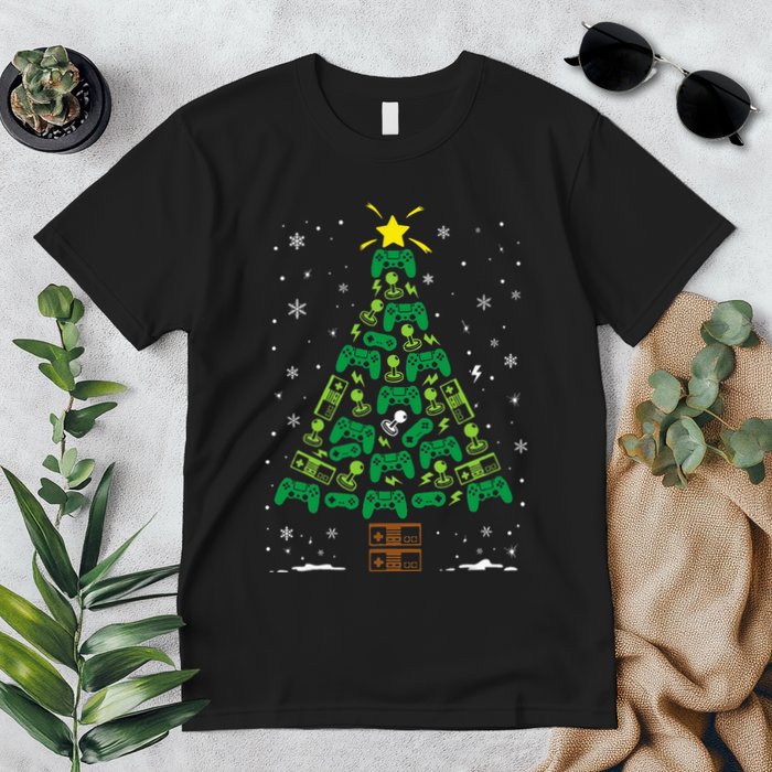 Gamer Nerd Video Game Lover Family Matching Christmas Tree Premium T-Shirt