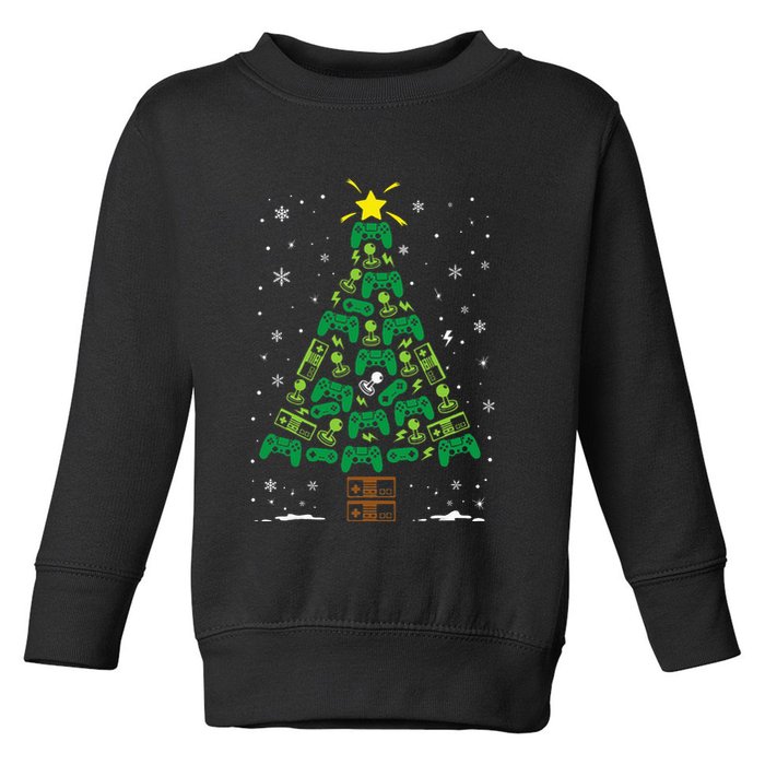 Gamer Nerd Video Game Lover Family Matching Christmas Tree Toddler Sweatshirt