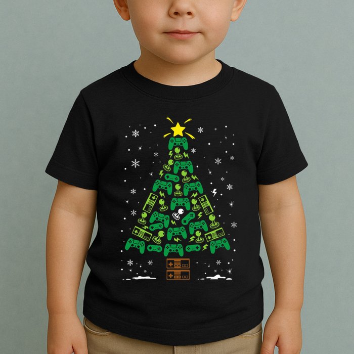 Gamer Nerd Video Game Lover Family Matching Christmas Tree Toddler T-Shirt
