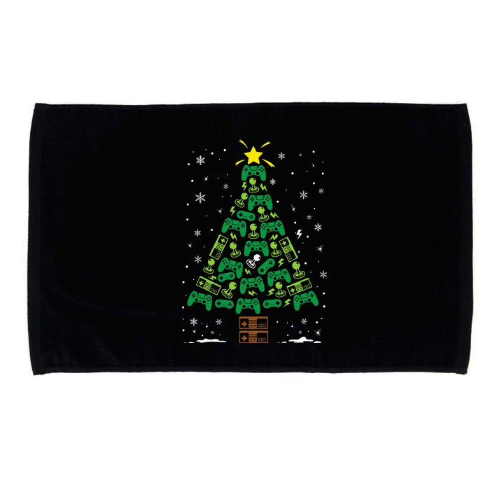 Gamer Nerd Video Game Lover Family Matching Christmas Tree Microfiber Hand Towel