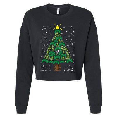 Gamer Nerd Video Game Lover Family Matching Christmas Tree Cropped Pullover Crew