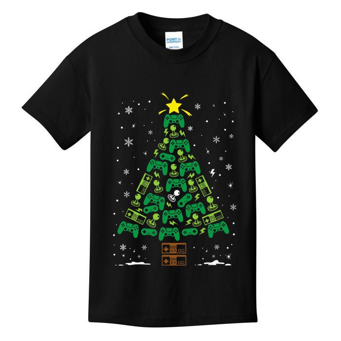 Gamer Nerd Video Game Lover Family Matching Christmas Tree Kids T-Shirt