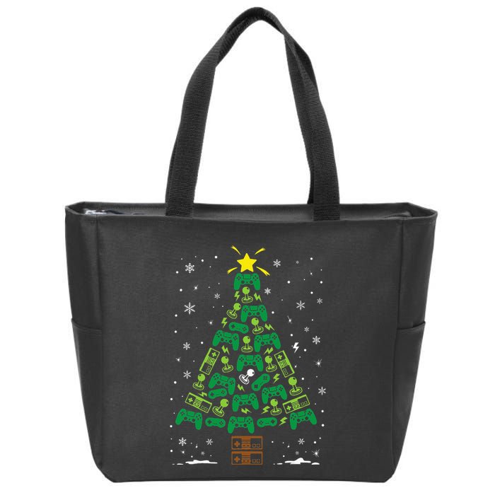 Gamer Nerd Video Game Lover Family Matching Christmas Tree Zip Tote Bag