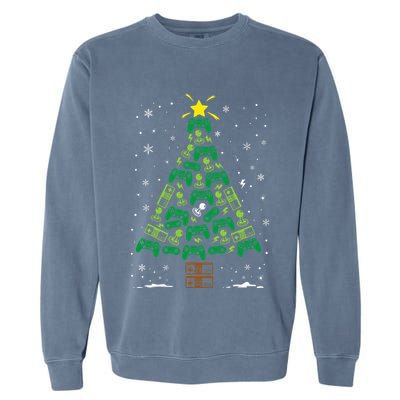 Gamer Nerd Video Game Lover Family Matching Christmas Tree Garment-Dyed Sweatshirt