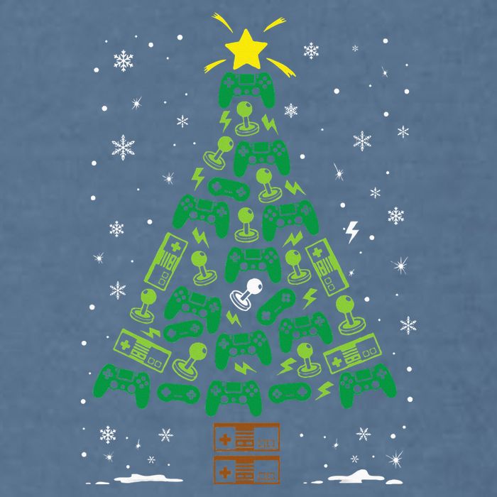 Gamer Nerd Video Game Lover Family Matching Christmas Tree Garment-Dyed Sweatshirt