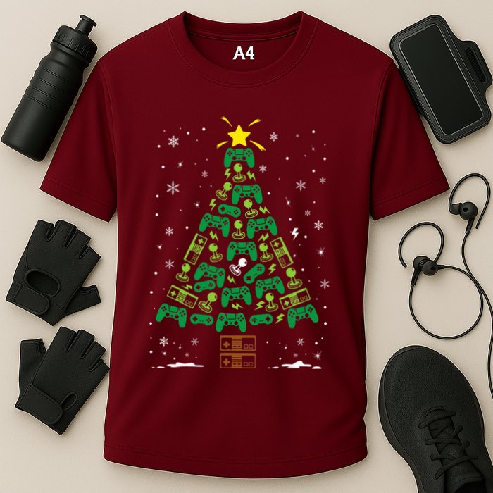 Gamer Nerd Video Game Lover Family Matching Christmas Tree Performance Shirt