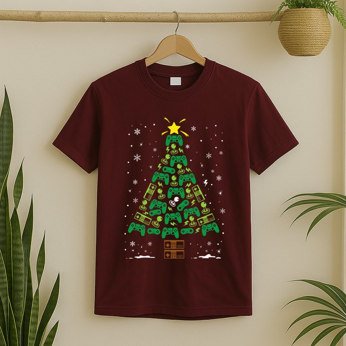 Gamer Nerd Video Game Lover Family Matching Christmas Tree T-Shirt