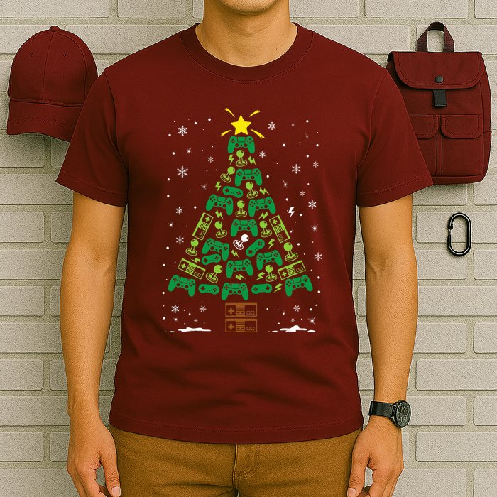 Gamer Nerd Video Game Lover Family Matching Christmas Tree T-Shirt