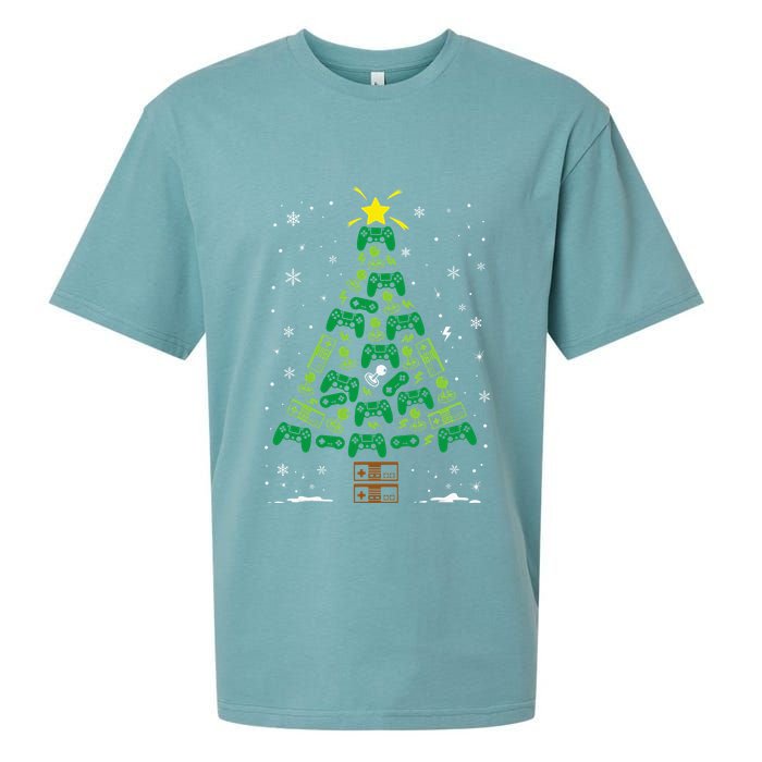 Gamer Nerd Video Game Lover Family Matching Christmas Tree Sueded Cloud Jersey T-Shirt