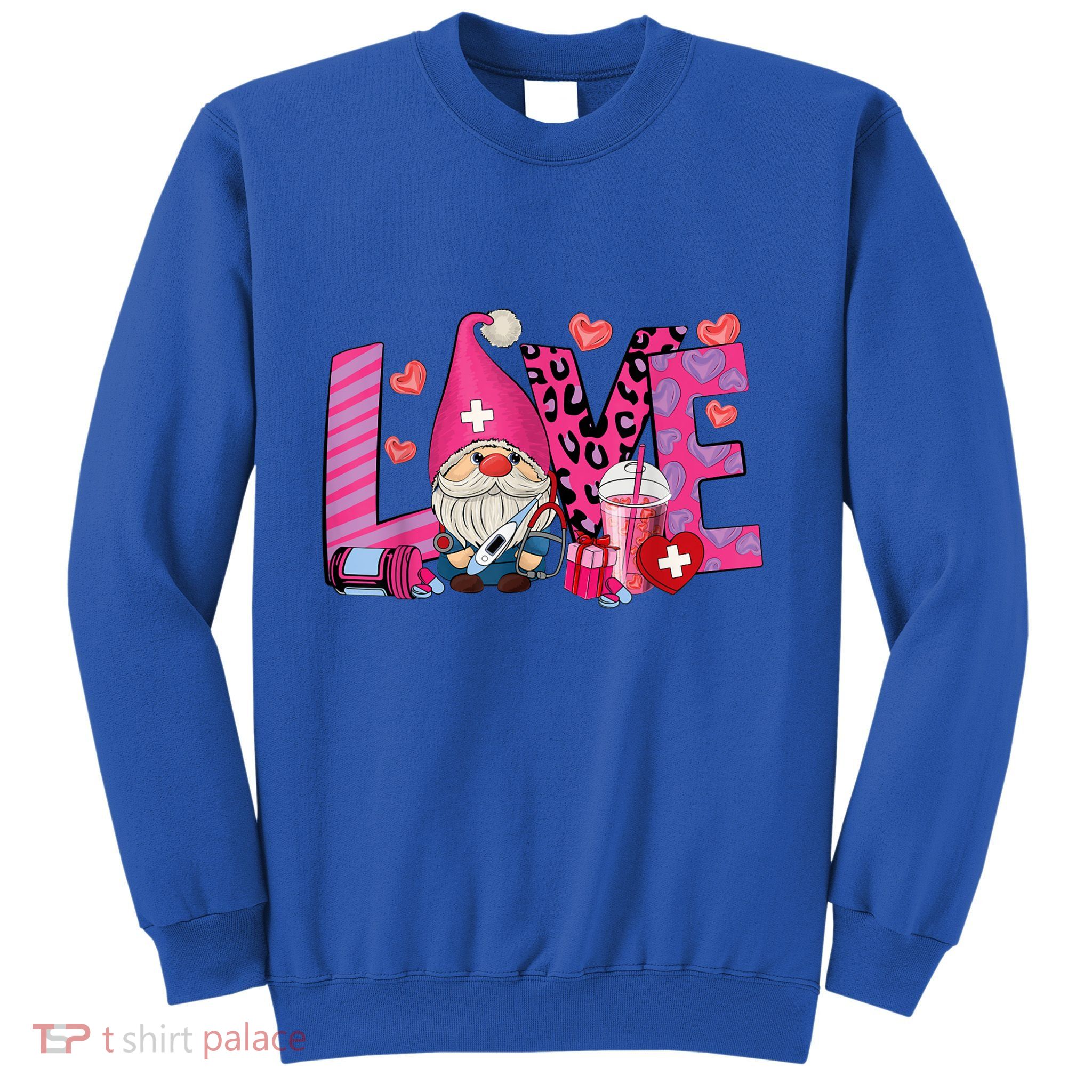 Gnome Nurse Valentines Day Heart Stethoscope Love Nursing Sweatshirt
