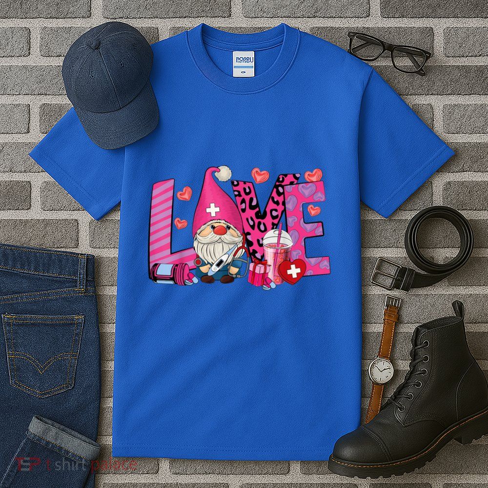 Gnome Nurse Valentines Day Heart Stethoscope Love Nursing Tall T-Shirt