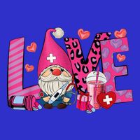 Gnome Nurse Valentines Day Heart Stethoscope Love Nursing 16 in Basic Backpack