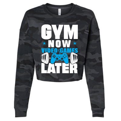 Gym Now Video Games Later Bodybuilding Weight Training Gym Gift Cropped Pullover Crew