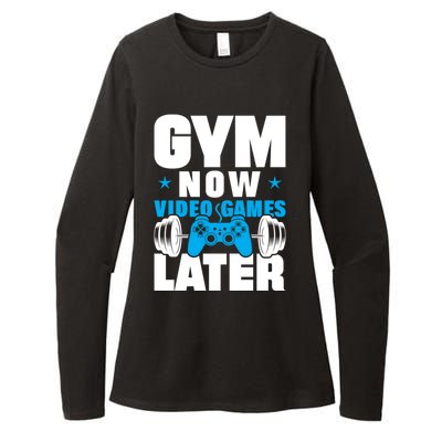 Gym Now Video Games Later Bodybuilding Weight Training Gym Gift Womens CVC Long Sleeve Shirt