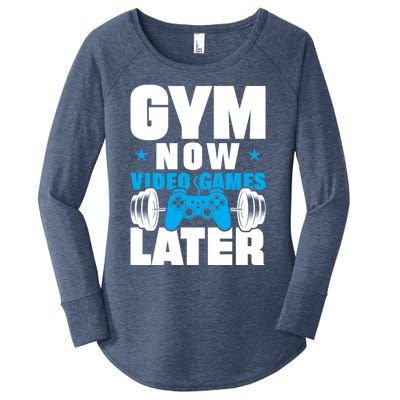 Gym Now Video Games Later Bodybuilding Weight Training Gym Gift Women's Perfect Tri Tunic Long Sleeve Shirt