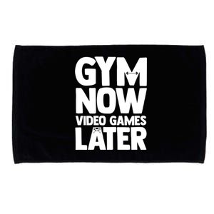 Gym Now Video Games Later Funny Gaming Nerdy Gamer Gift Microfiber Hand Towel