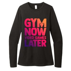 Gym Now Video Games Later Funny Gaming Nerdy Gamer Gift Womens CVC Long Sleeve Shirt