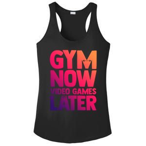 Gym Now Video Games Later Funny Gaming Nerdy Gamer Gift Ladies PosiCharge Competitor Racerback Tank