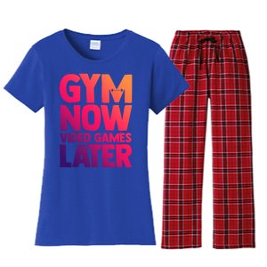 Gym Now Video Games Later Funny Gaming Nerdy Gamer Gift Women's Flannel Pajama Set