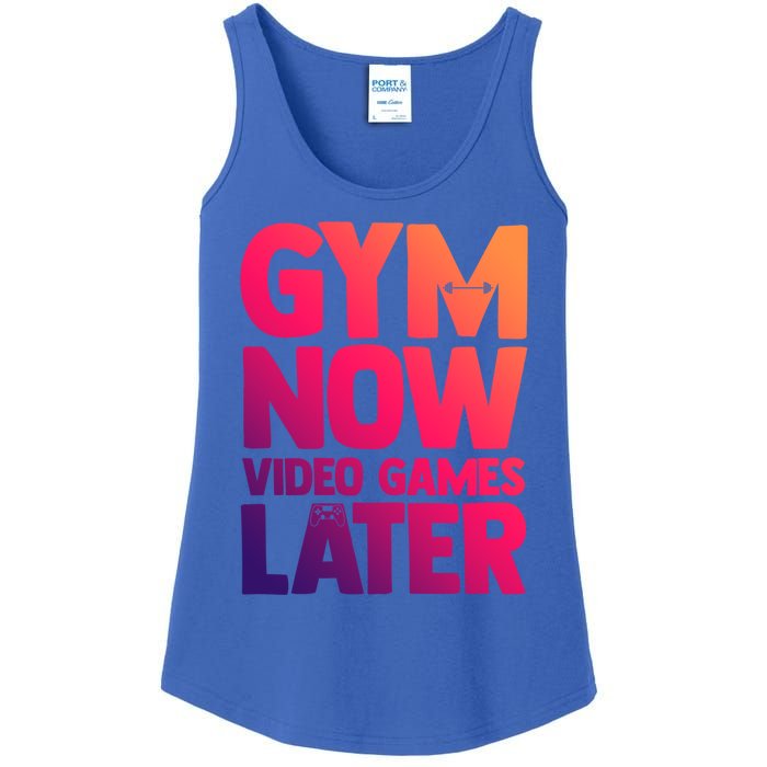 Gym Now Video Games Later Funny Gaming Nerdy Gamer Gift Ladies Essential Tank