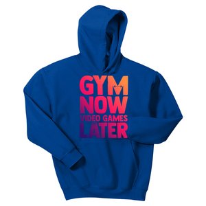 Gym Now Video Games Later Funny Gaming Nerdy Gamer Gift Kids Hoodie