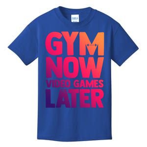 Gym Now Video Games Later Funny Gaming Nerdy Gamer Gift Kids T-Shirt