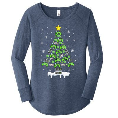 Gamer Nerd Video Game Lover Family Matching Christmas Tree Women's Perfect Tri Tunic Long Sleeve Shirt