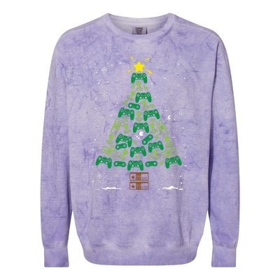 Gamer Nerd Video Game Lover Family Matching Christmas Tree Colorblast Crewneck Sweatshirt