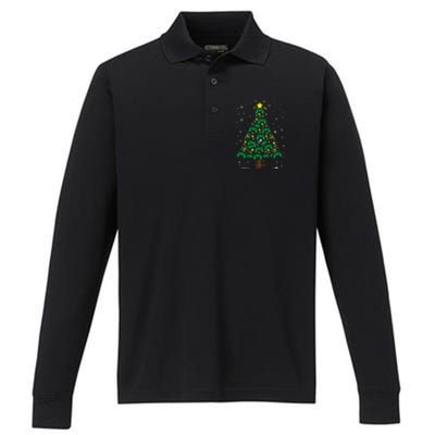 Gamer Nerd Video Game Lover Family Matching Christmas Tree Performance Long Sleeve Polo