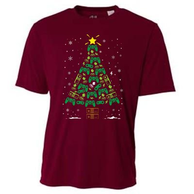 Gamer Nerd Video Game Lover Family Matching Christmas Tree Cooling Performance Crew T-Shirt