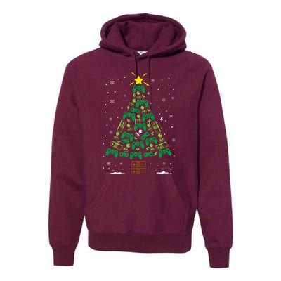 Gamer Nerd Video Game Lover Family Matching Christmas Tree Premium Hoodie