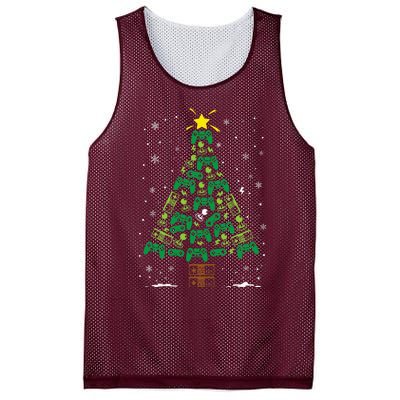 Gamer Nerd Video Game Lover Family Matching Christmas Tree Mesh Reversible Basketball Jersey Tank