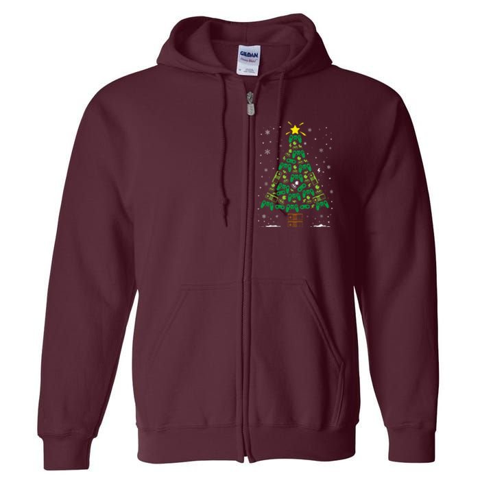 Gamer Nerd Video Game Lover Family Matching Christmas Tree Full Zip Hoodie