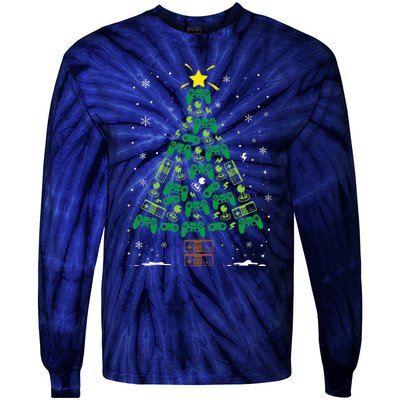 Gamer Nerd Video Game Lover Family Matching Christmas Tree Tie-Dye Long Sleeve Shirt