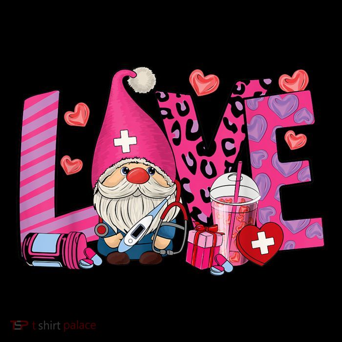 Gnome Nurse Valentines Day Heart Stethoscope Love Nursing Tall T-Shirt
