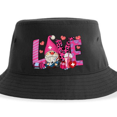 Gnome Nurse Valentines Day Heart Stethoscope Love Nursing Sustainable Bucket Hat