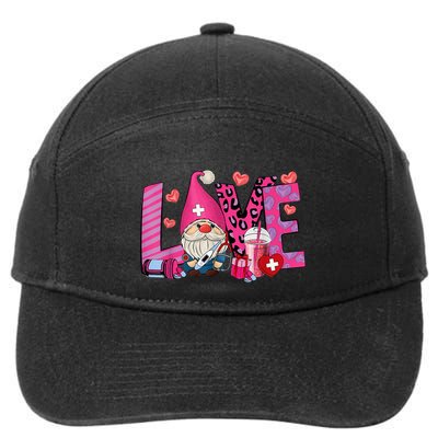 Gnome Nurse Valentines Day Heart Stethoscope Love Nursing 7-Panel Snapback Hat