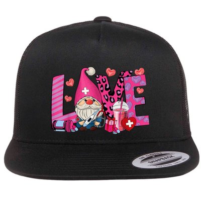 Gnome Nurse Valentines Day Heart Stethoscope Love Nursing Flatbill Hat