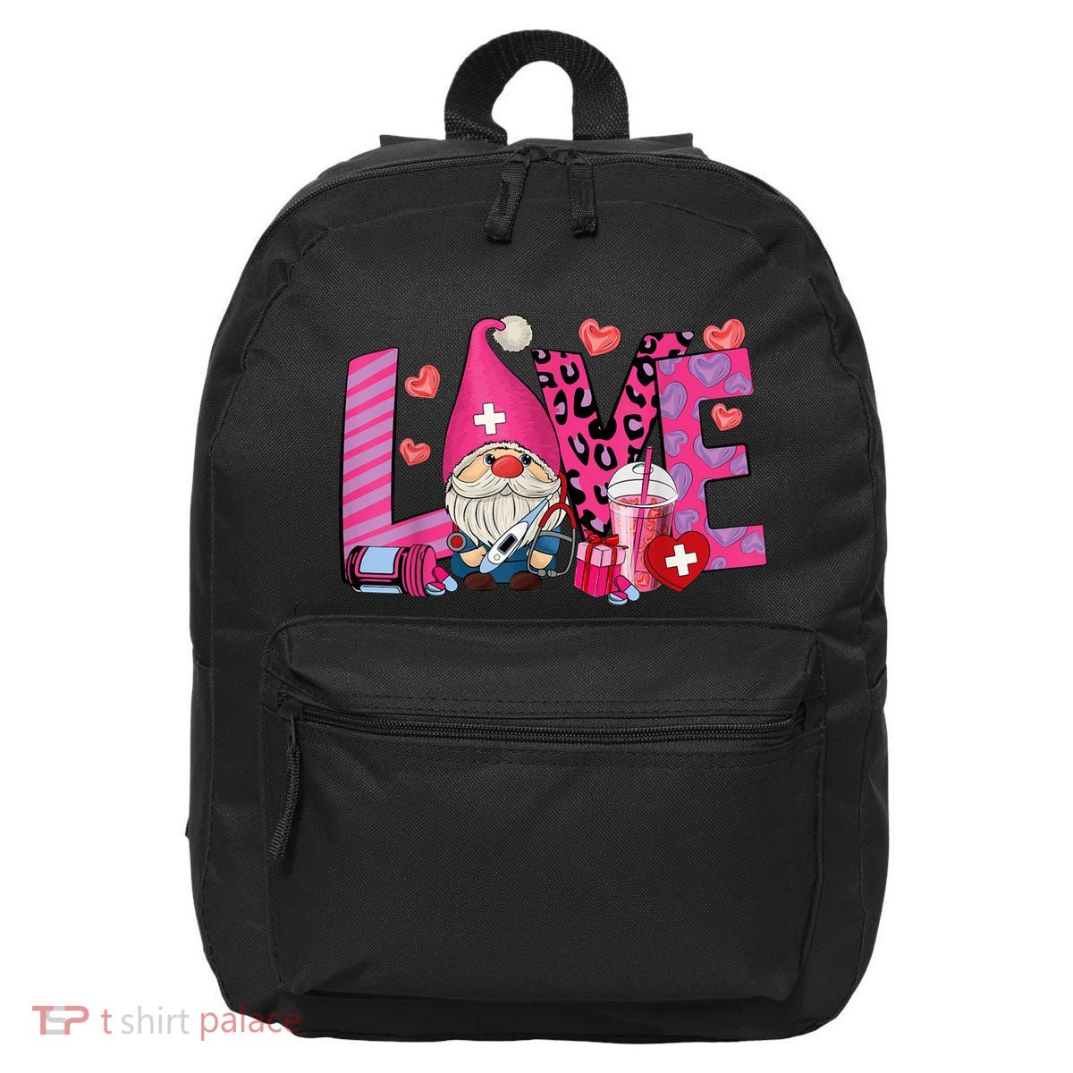 Gnome Nurse Valentines Day Heart Stethoscope Love Nursing 16 in Basic Backpack