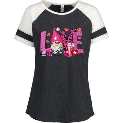 Gnome Nurse Valentines Day Heart Stethoscope Love Nursing Enza Ladies Jersey Colorblock Tee