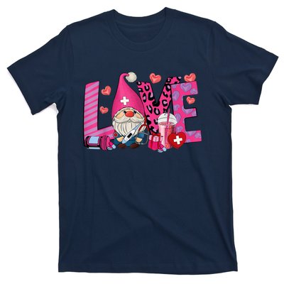 Gnome Nurse Valentines Day Heart Stethoscope Love Nursing T-Shirt