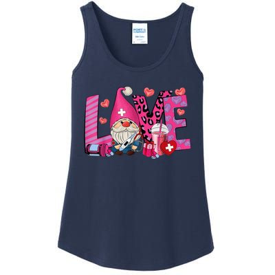 Gnome Nurse Valentines Day Heart Stethoscope Love Nursing Ladies Essential Tank