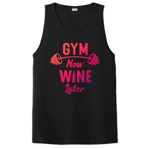 Gym Now Wine Later Funny Workout Weightlifting Barbell Cool Gift PosiCharge Competitor Tank