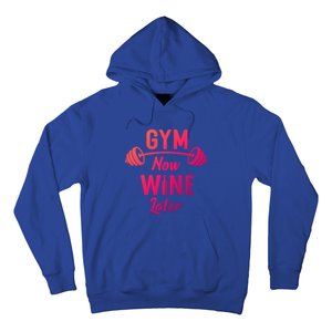 Gym Now Wine Later Funny Workout Weightlifting Barbell Cool Gift Hoodie