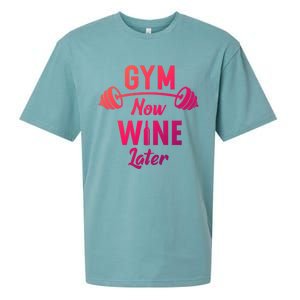 Gym Now Wine Later Funny Workout Weightlifting Barbell Cool Gift Sueded Cloud Jersey T-Shirt