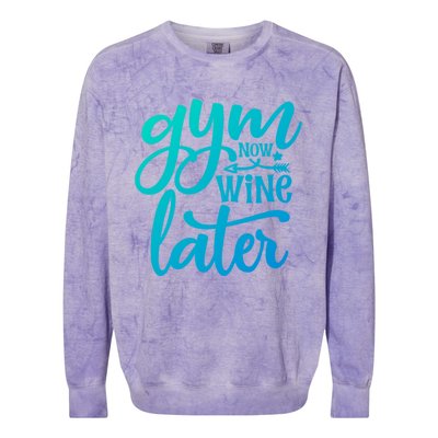 Gym Now Wine Later Funny Cool Gift Colorblast Crewneck Sweatshirt