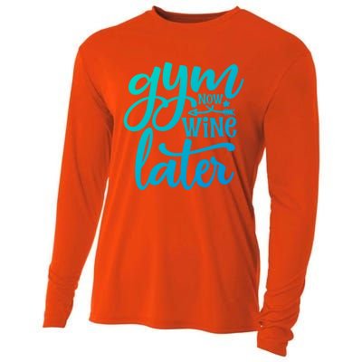 Gym Now Wine Later Funny Cool Gift Cooling Performance Long Sleeve Crew