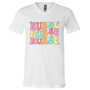 Groovy Nurse Wo Future Nurse Appreciation Nursing V-Neck T-Shirt