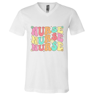 Groovy Nurse Wo Future Nurse Appreciation Nursing V-Neck T-Shirt